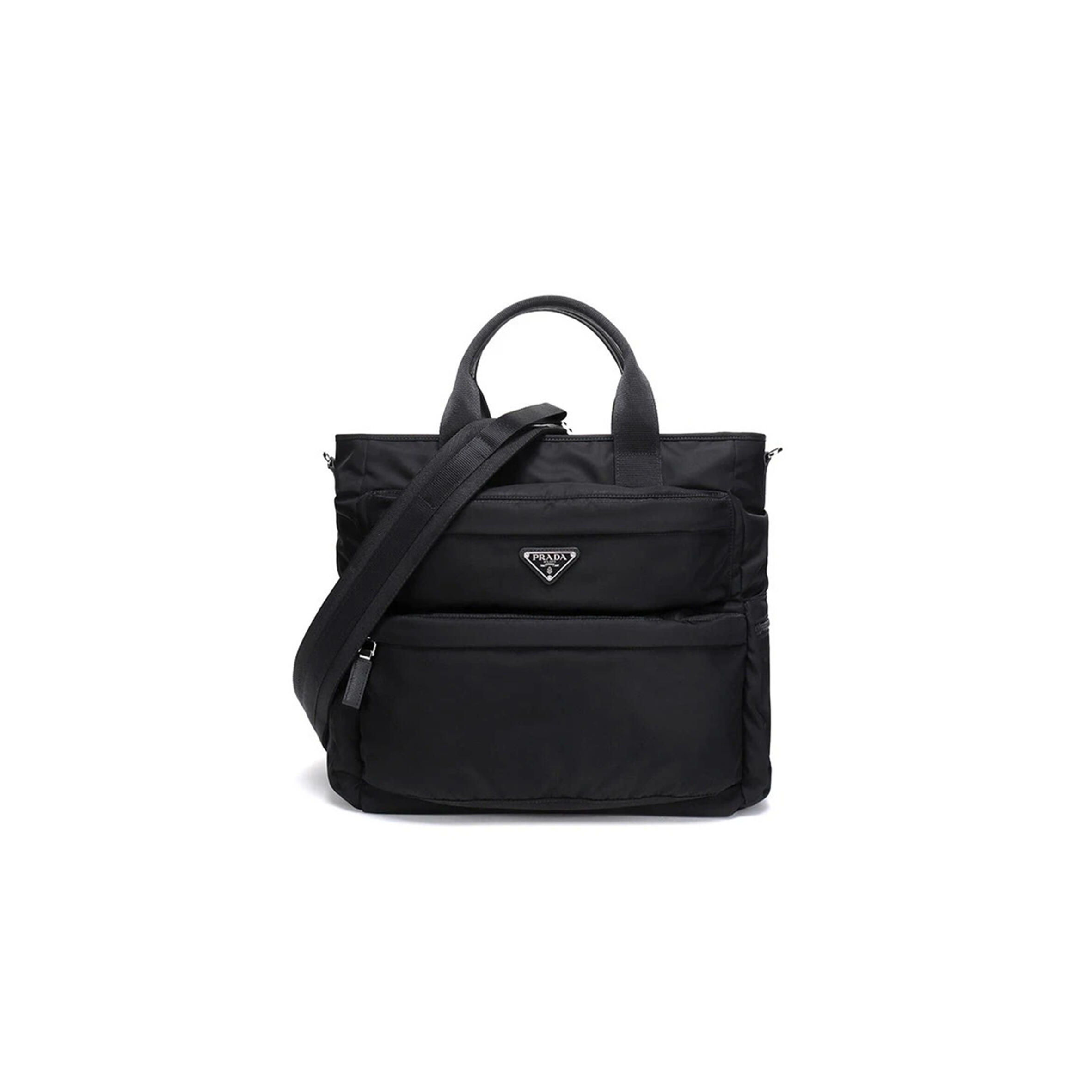 PRADA BLACK NYLON 2WAY SHOULDER TOTE HANDBAG 1BG040 (38*33*15cm) 